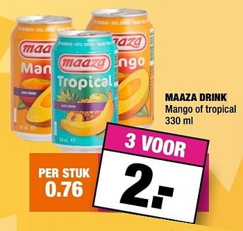 Aanbiedingen Maaza drink mango of tropical - Maaza - Geldig van 13/07/2015 tot 26/07/2015 bij Big Bazar