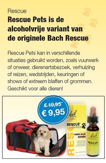Aanbiedingen Rescue pets - Bach - Geldig van 26/06/2015 tot 30/08/2015 bij De Rode Pilaren