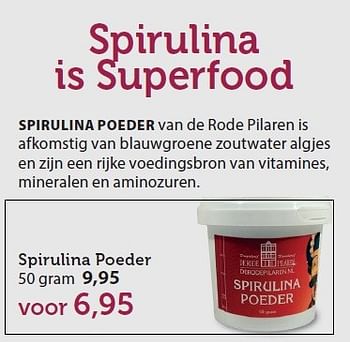 Aanbiedingen Spirulina poeder  - Huismerk - De Rode Pilaren - Geldig van 26/06/2015 tot 30/08/2015 bij De Rode Pilaren