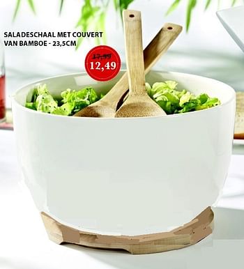 Aanbiedingen Saladeschaal met couvert van bamboe - Huismerk - Cook &amp; Co - Geldig van 16/07/2015 tot 31/07/2015 bij Cook & Co