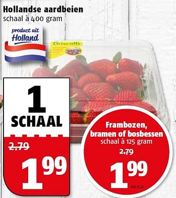 Aanbiedingen Hollandse aardbeien - Huismerk Poiesz - Geldig van 13/07/2015 tot 20/07/2015 bij Poiesz