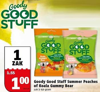Aanbiedingen Goody good stuff summer peaches of koala gummy bear - Goody Good Stuff - Geldig van 13/07/2015 tot 20/07/2015 bij Poiesz