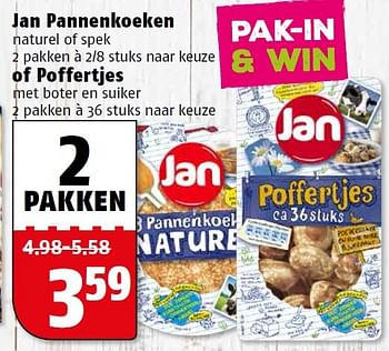 Aanbiedingen Jan pannenkoeken of poffertjes - Jan - Geldig van 13/07/2015 tot 20/07/2015 bij Poiesz