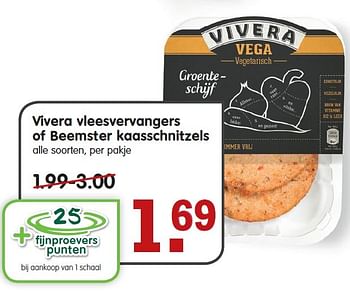 Aanbiedingen Vivera vleesvervangers of beemster kaasschnitzels - Vivera - Geldig van 19/07/2015 tot 25/07/2015 bij Em-té