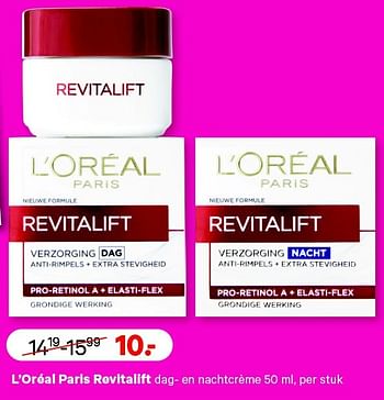 Aanbiedingen L`oréal paris revitalift dag- en nachtcrème - L'Oreal Paris - Geldig van 13/07/2015 tot 26/07/2015 bij Etos