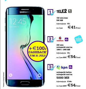 Aanbiedingen Samsung galaxy s6 edge - Samsung - Geldig van 13/07/2015 tot 26/07/2015 bij Telecombinatie