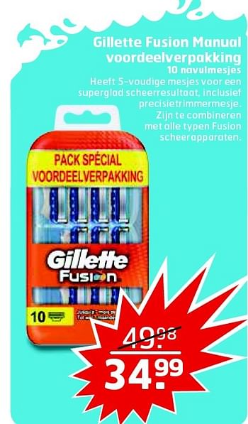 Aanbiedingen Gillette fusion manual voordeelverpakking - Gillette - Geldig van 21/07/2015 tot 30/07/2015 bij Trekpleister