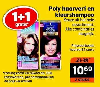 Aanbiedingen Poly haarverf en kleurshampoo - Poly Color - Geldig van 21/07/2015 tot 30/07/2015 bij Trekpleister