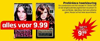 Aanbiedingen Preférénce haarkleuring - L'Oreal Paris - Geldig van 21/07/2015 tot 30/07/2015 bij Trekpleister