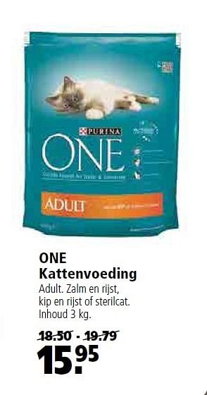 Aanbiedingen One kattenvoeding - Purina - Geldig van 13/07/2015 tot 26/07/2015 bij Welkoop
