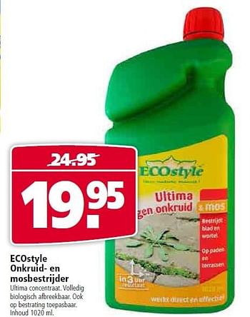 Aanbiedingen Ecostyle onkruid en mosbestrijder - Ecostyle - Geldig van 13/07/2015 tot 26/07/2015 bij Welkoop