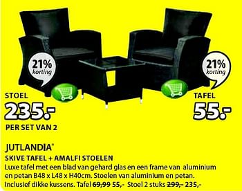 Aanbiedingen Skive tafel + amalfi stoelen - Jutlandia - Geldig van 13/07/2015 tot 26/07/2015 bij Jysk