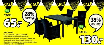Aanbiedingen Skagen tafel + kosta stoelen - Jutlandia - Geldig van 13/07/2015 tot 26/07/2015 bij Jysk