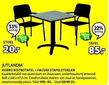 Aanbiedingen Hobro bistrotafel + fauske stapelstoelen - Jutlandia - Geldig van 13/07/2015 tot 26/07/2015 bij Jysk