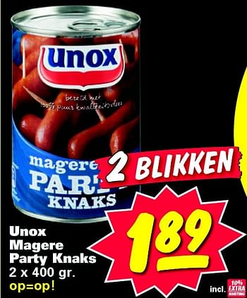 Aanbiedingen Unox magere party knaks - Unox - Geldig van 20/07/2015 tot 26/07/2015 bij Nettorama