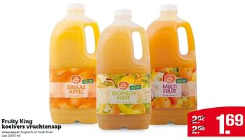 Aanbiedingen Fruity king koelvers vruchtensap sinaasappel, tropisch of multi fruit - Fruity King - Geldig van 20/07/2015 tot 26/07/2015 bij Coop