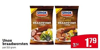 Aanbiedingen Unox braadworsten - Unox - Geldig van 20/07/2015 tot 26/07/2015 bij Coop
