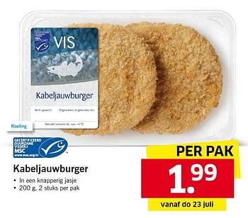 Aanbiedingen Kabeljauwburger - Huismerk - Lidl - Geldig van 20/07/2015 tot 26/07/2015 bij Lidl