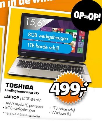 Aanbiedingen Toshiba laptop l50d-b-16m - Toshiba - Geldig van 20/07/2015 tot 26/07/2015 bij Expert