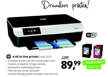 Aanbiedingen Hp e-all-in-one printer envy 5532 - HP - Geldig van 17/07/2015 tot 02/08/2015 bij Dixons