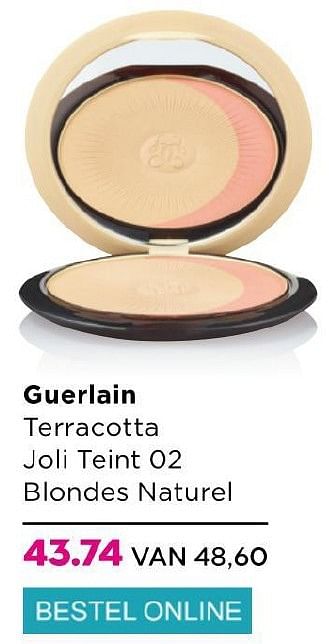 Aanbiedingen Guerlain terracotta joli teint 02 blondes naturel - Guerlain - Geldig van 13/07/2015 tot 02/08/2015 bij Ici Paris XL