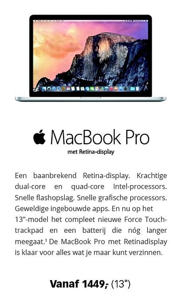 Aanbiedingen Apple macbook pro - Apple - Geldig van 17/07/2015 tot 02/08/2015 bij Dixons