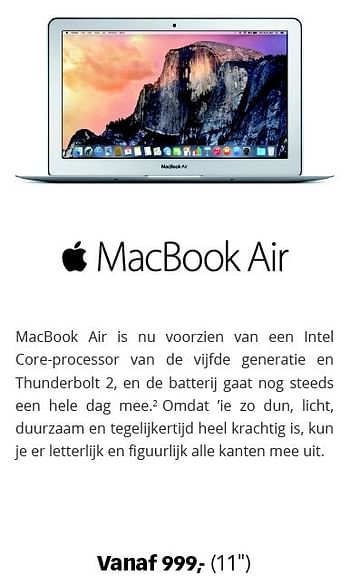 Aanbiedingen Apple macbook air - Apple - Geldig van 17/07/2015 tot 02/08/2015 bij Dixons