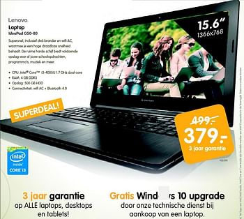 Aanbiedingen Lenovo laptop ideapad g50-80 - Lenovo - Geldig van 17/07/2015 tot 02/08/2015 bij MyCom