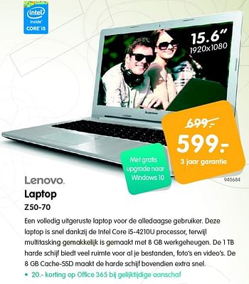 Aanbiedingen Lenovo laptop z50-70 - Lenovo - Geldig van 17/07/2015 tot 02/08/2015 bij MyCom