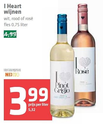 Aanbiedingen I heart wijnen wit, rood of rosé - Rosé wijnen - Geldig van 16/07/2015 tot 28/07/2015 bij Spar