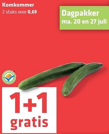 Aanbiedingen Komkommer - Huismerk - Spar  - Geldig van 16/07/2015 tot 28/07/2015 bij Spar