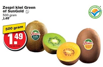 Aanbiedingen Zespri kiwi green of sungold - Zespri - Geldig van 22/07/2015 tot 28/07/2015 bij Hoogvliet
