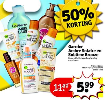 Aanbiedingen Bb sun light gezichtscrème spf 50 - Garnier - Geldig van 21/07/2015 tot 02/08/2015 bij Kruidvat