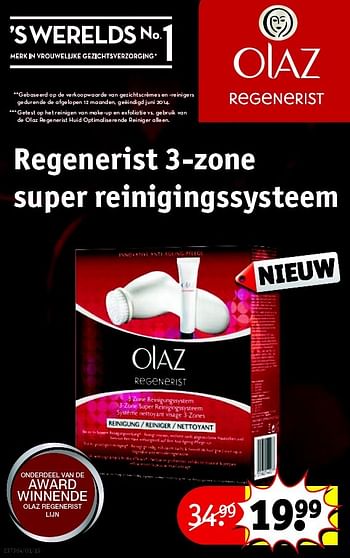 Aanbiedingen Regenerist 3-zone super reinigingssysteem - Olaz - Geldig van 21/07/2015 tot 02/08/2015 bij Kruidvat