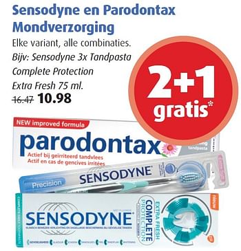 Aanbiedingen Sensodyne 3x tandpasta complete protection extra fresh - Sensodyne - Geldig van 20/07/2015 tot 02/08/2015 bij Uw eigen drogist
