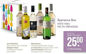 Aanbiedingen Xperience box witte wijn fris en vriendelijk - Witte wijnen - Geldig van 19/07/2015 tot 08/08/2015 bij Mitra