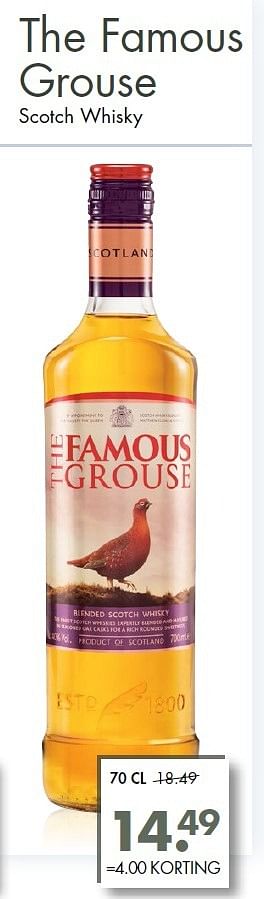 Aanbiedingen The famous grouse scotch whisky - The Famous Grouse - Geldig van 19/07/2015 tot 08/08/2015 bij Mitra