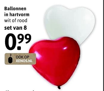 Aanbiedingen Ballonnen in hartvorm wit of rood - Huismerk - Xenos - Geldig van 17/07/2015 tot 08/08/2015 bij Xenos