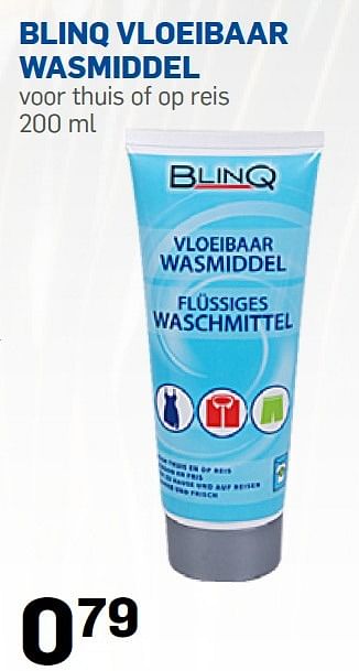 Aanbiedingen Blinq vloeibaar wasmiddel voor thuis of op reis - Blinq - Geldig van 06/07/2015 tot 31/08/2015 bij Action