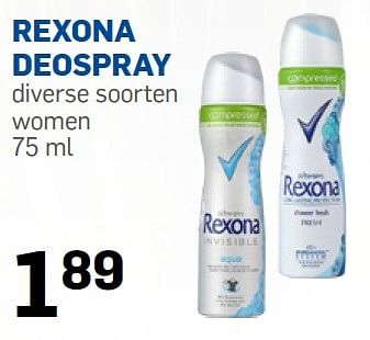 Aanbiedingen Rexona deospray diverse soorten women - Rexona - Geldig van 06/07/2015 tot 31/08/2015 bij Action