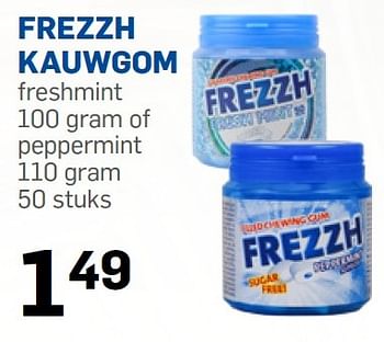 Aanbiedingen Frezzh kauwgom freshmint of peppermint - Frezzh - Geldig van 06/07/2015 tot 31/08/2015 bij Action