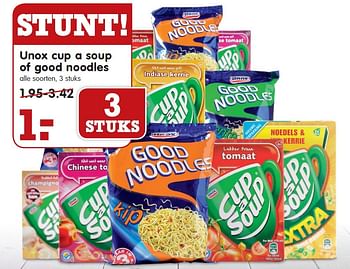 Aanbiedingen Unox cup a soup of good noodles - Unox - Geldig van 26/07/2015 tot 01/08/2015 bij Em-té