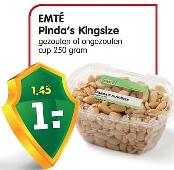 Aanbiedingen Emté pinda`s kingsize - Huismerk - Em-té - Geldig van 26/07/2015 tot 01/08/2015 bij Em-té