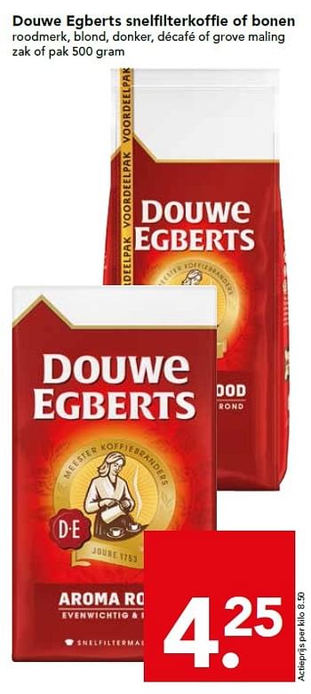 Aanbiedingen Douwe egberts snelfilterkoffie of bonen - Douwe Egberts - Geldig van 26/07/2015 tot 01/08/2015 bij Deen Supermarkten