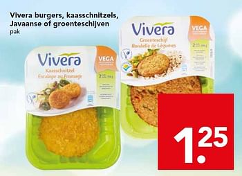 Aanbiedingen Vivera burgers, kaasschnitzels, javaanse of groenteschijven - Vivera - Geldig van 26/07/2015 tot 01/08/2015 bij Deen Supermarkten