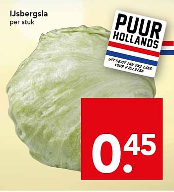 Aanbiedingen Ijsbergsla - Puur - Geldig van 26/07/2015 tot 01/08/2015 bij Deen Supermarkten