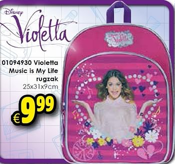 Aanbiedingen Violetta music is my life rugzak - Disney - Geldig van 01/08/2015 tot 06/09/2015 bij ToyChamp