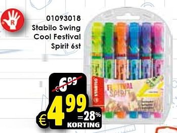 Aanbiedingen Stabilo swing cool festival spirit 6st - Spirit - Geldig van 01/08/2015 tot 06/09/2015 bij ToyChamp