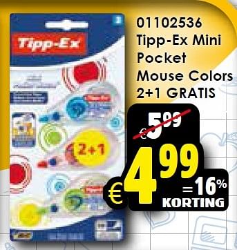 Aanbiedingen Tipp-ex mini pocket mouse colors 2+1 gratis - Tipp-Ex - Geldig van 01/08/2015 tot 06/09/2015 bij ToyChamp