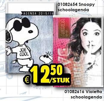 Aanbiedingen Violetta schoolagenda - Snoopy - Geldig van 01/08/2015 tot 06/09/2015 bij ToyChamp
